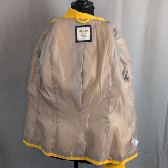 Old Navy Mustard Yellow Women's Pea Coat Wool Medium Double Breasted - Picture 6 of 8